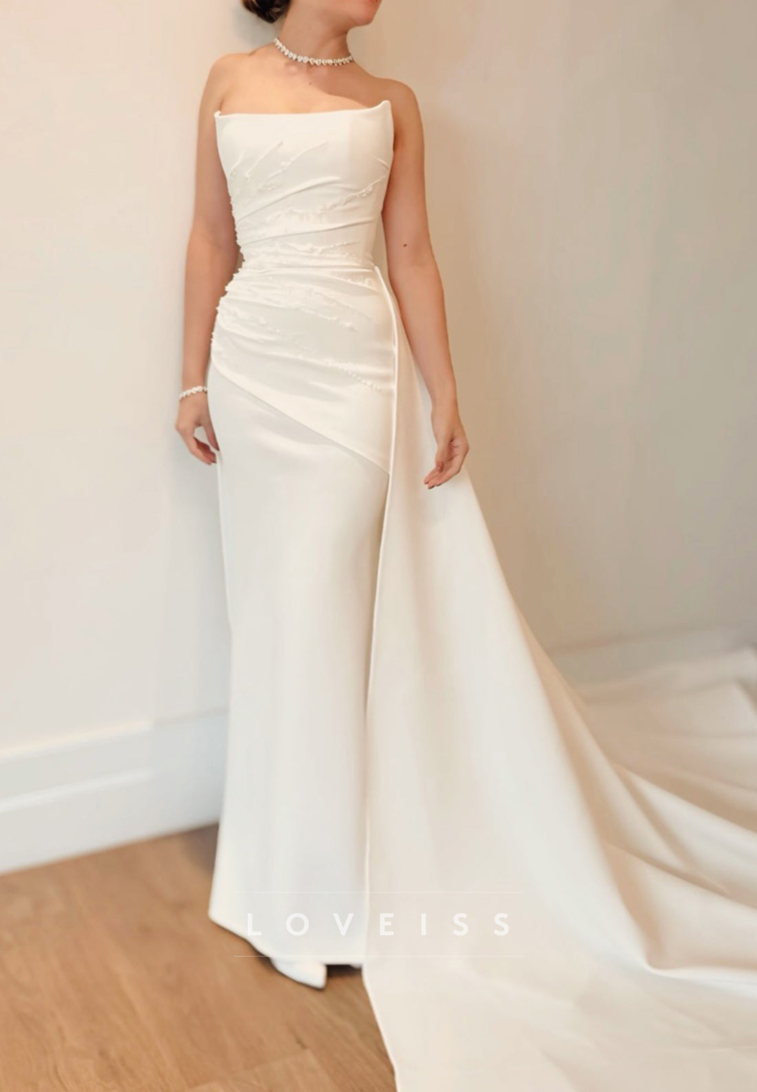 Strapless Appliques Sleeveless Mermaid Wedding Dress