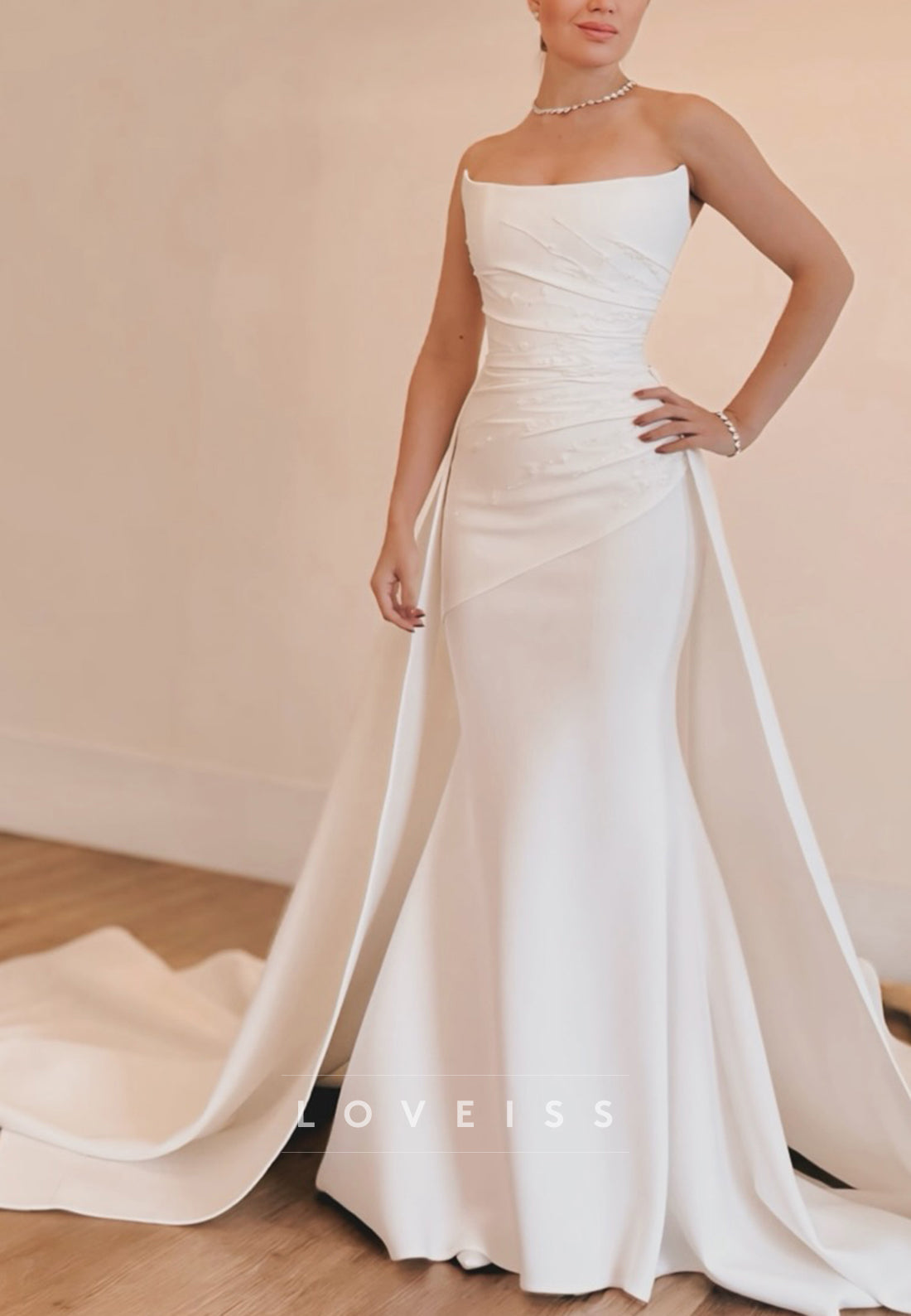 Strapless Appliques Sleeveless Mermaid Wedding Dress