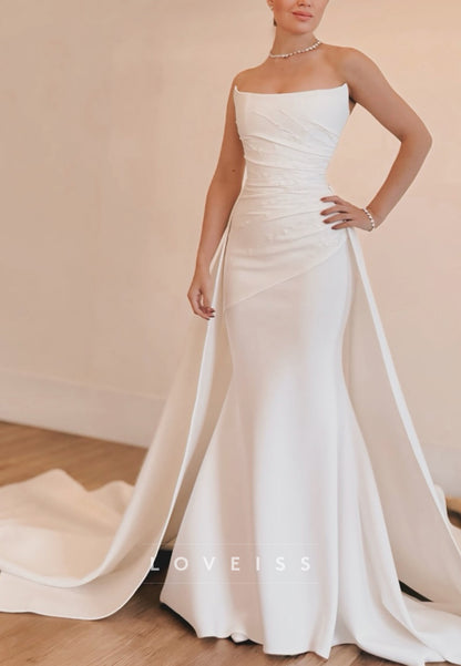 Strapless Appliques Sleeveless Mermaid Wedding Dress