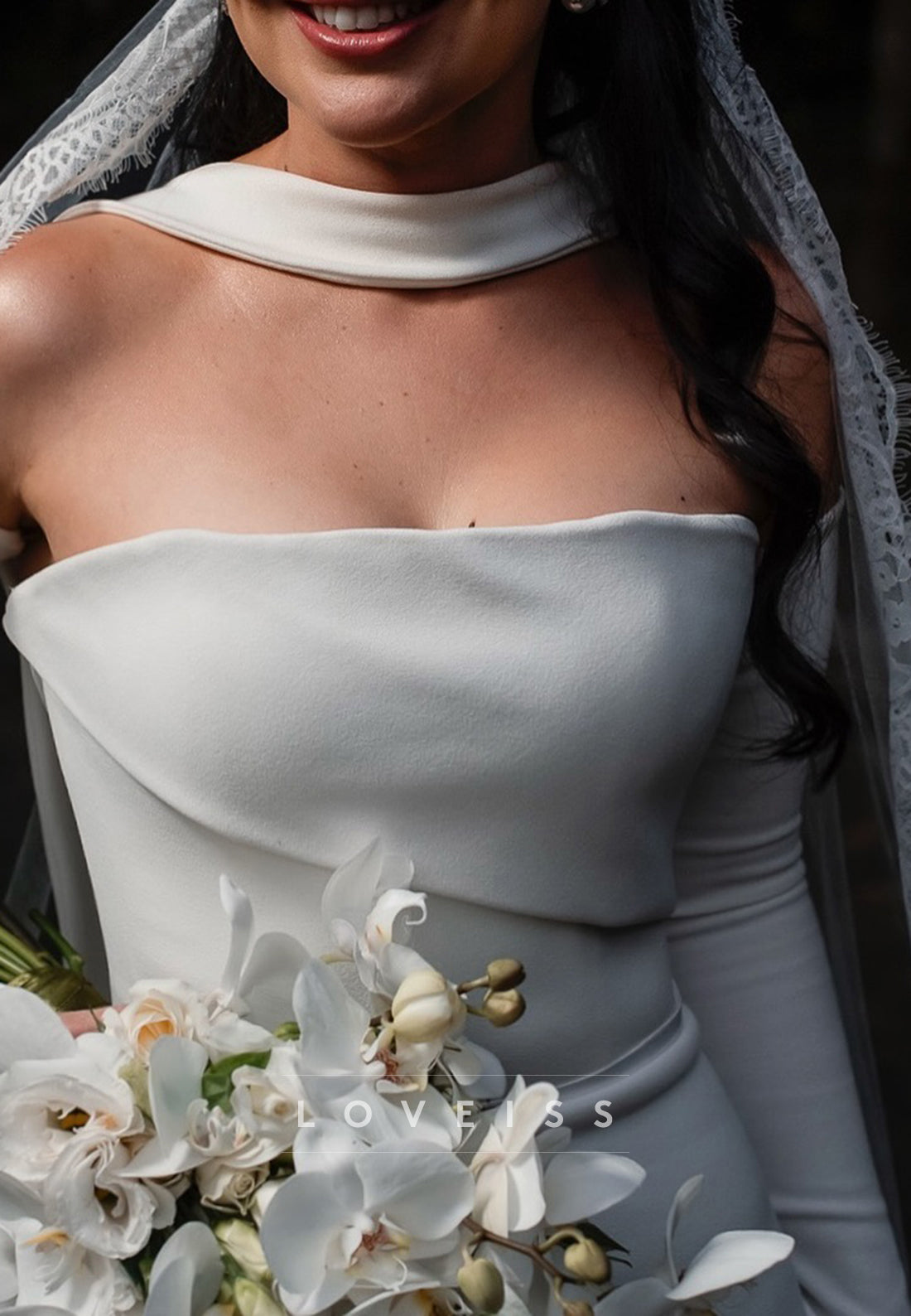Strapless Mermaid Simple Wedding Dress with Gloves