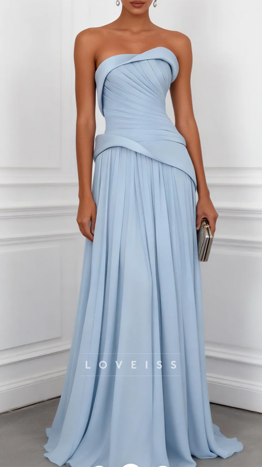 Strapless Sleeveless A-Line Flowy Wedding Guest Dress