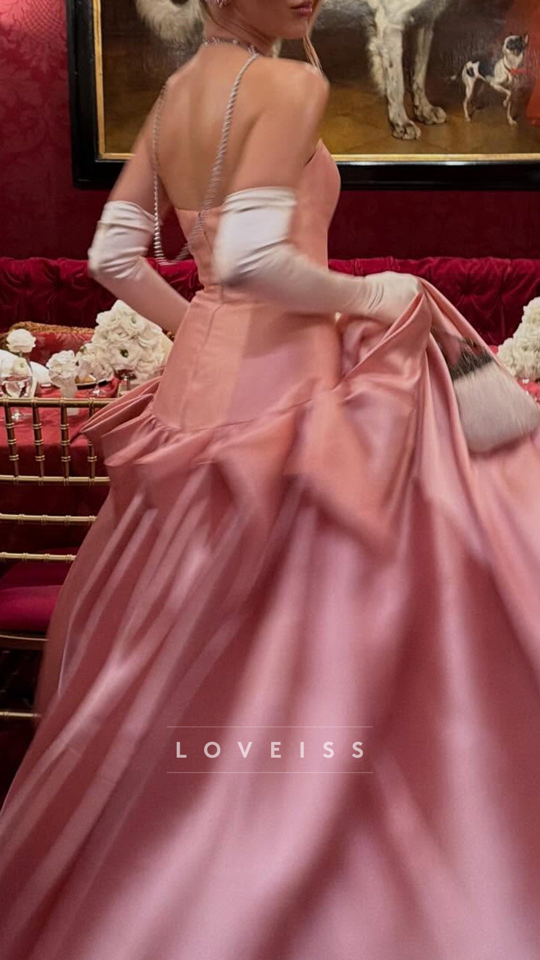 Strapless Sleeveless Satin Pink A-Line Prom Dress