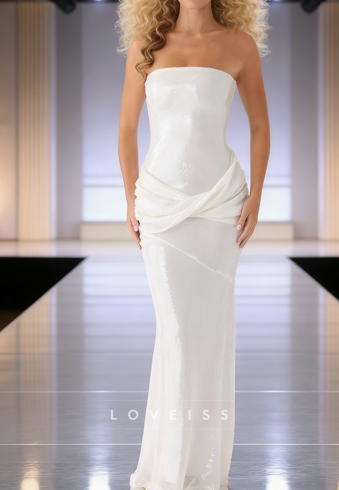 Strapless Sleeveless Sequins Mermaid Prom Dress