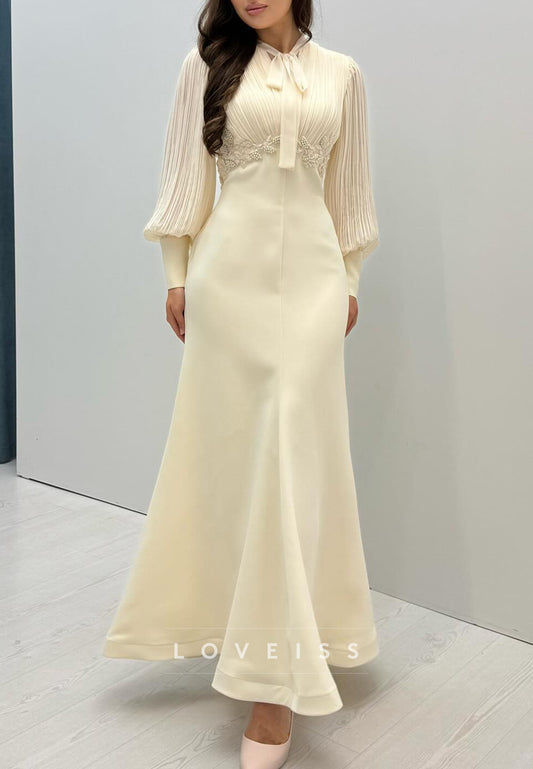 Svoop Long Sleeves Pleated A-Line Formal Dress