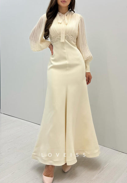 Svoop Long Sleeves Pleated A-Line Formal Dress