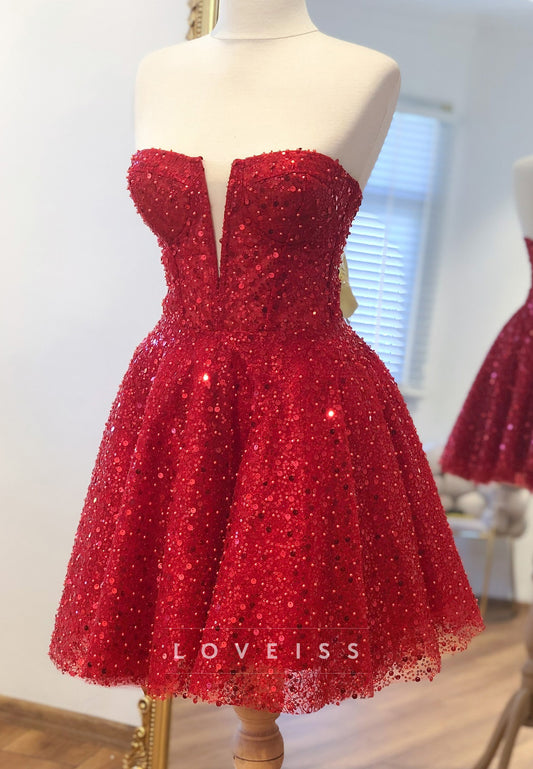 Sweeetheart Beaded Embroidery A-Line Party Homecoming Dress