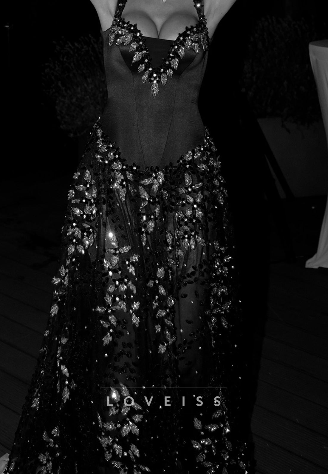 Sweethear Rhinestones Beaded Sparkly A-Line Prom Dress