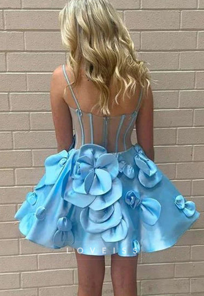 Sweetheart 3D Floral Spaghetti Straps A-Line Homecoming Dress