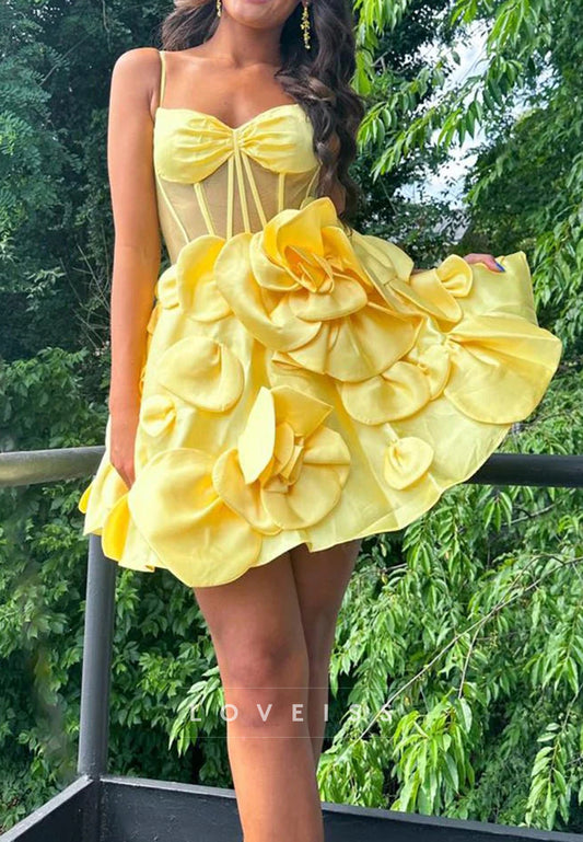 Sweetheart 3D Floral Spaghetti Straps A-Line Homecoming Dress