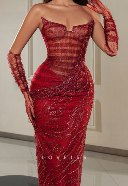 Sweetheart Appliques Beaded Embroidery Mermaid Prom Dress