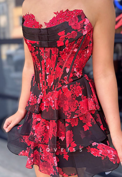 Sweetheart Appliques Chiffon A-Line Homecoming Dress