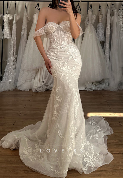 Sweetheart Appliques Fitted Mermaid Wedding Dress