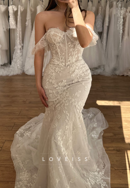 Sweetheart Appliques Fitted Mermaid Wedding Dress