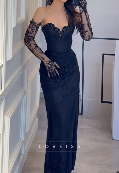 Sweetheart Appliques Mermaid Prom Dress with Gloves