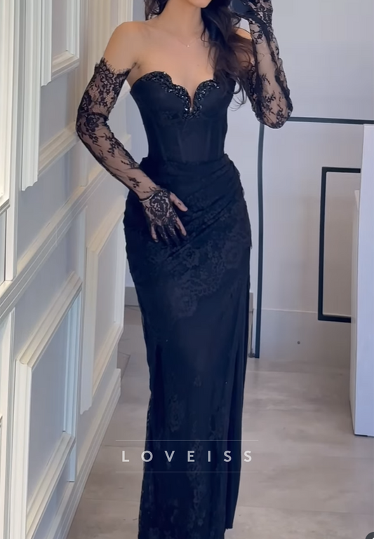 Sweetheart Appliques Mermaid Prom Dress with Gloves