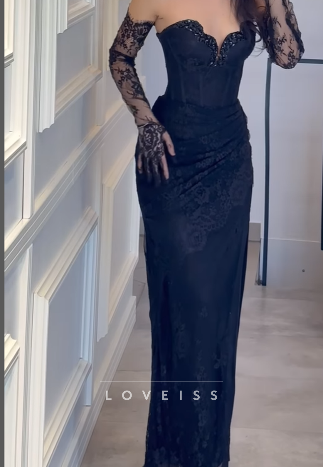 Sweetheart Appliques Mermaid Prom Dress with Gloves