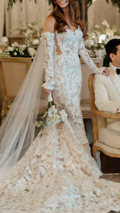 Sweetheart Appliques Mermaid Wedding Dress
