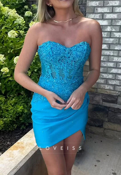 Sweetheart Appliques Sheath Fitted Homecoming Dress