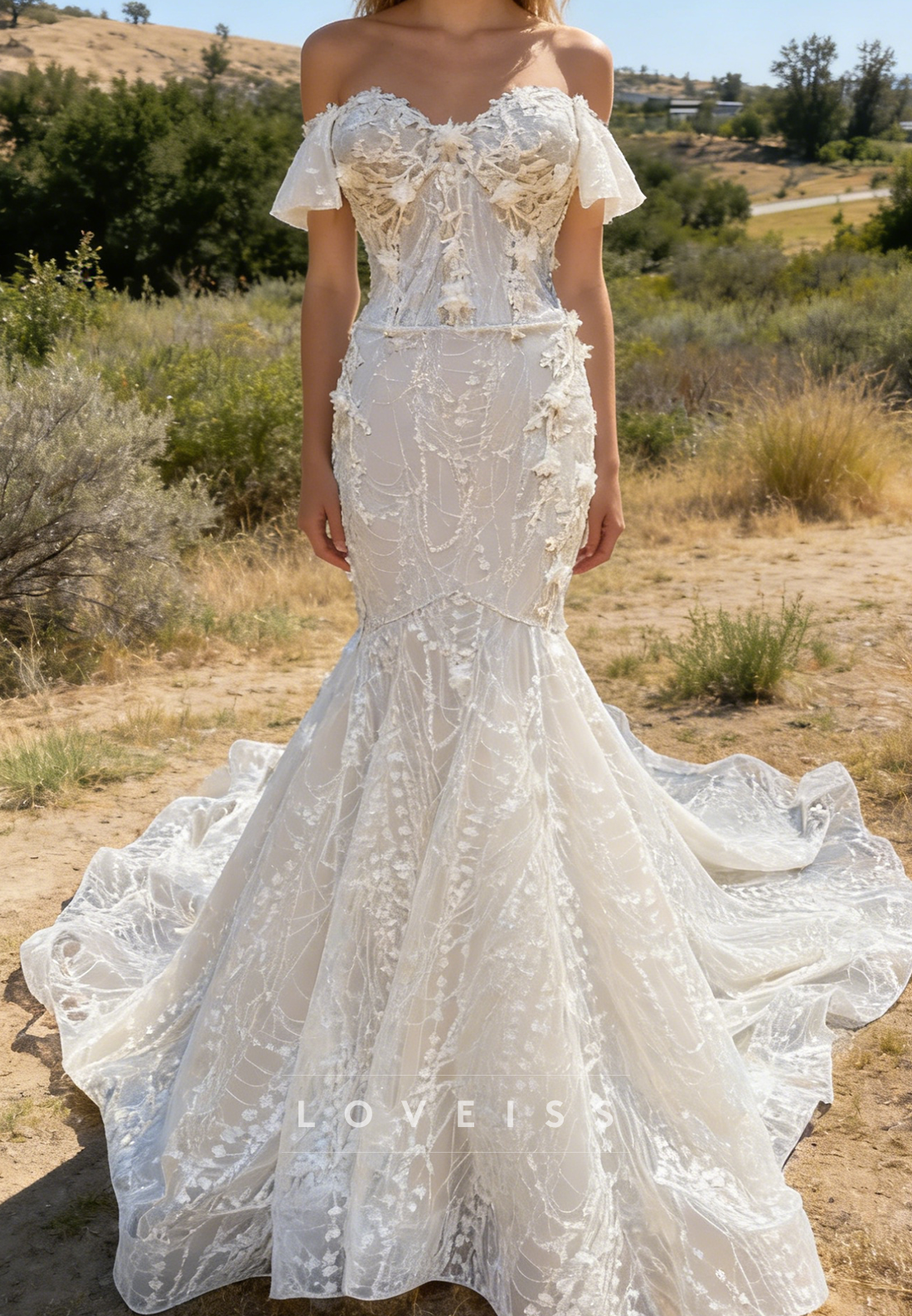 Sweetheart Appliques Sleeveless Mermaid Wedding Dress