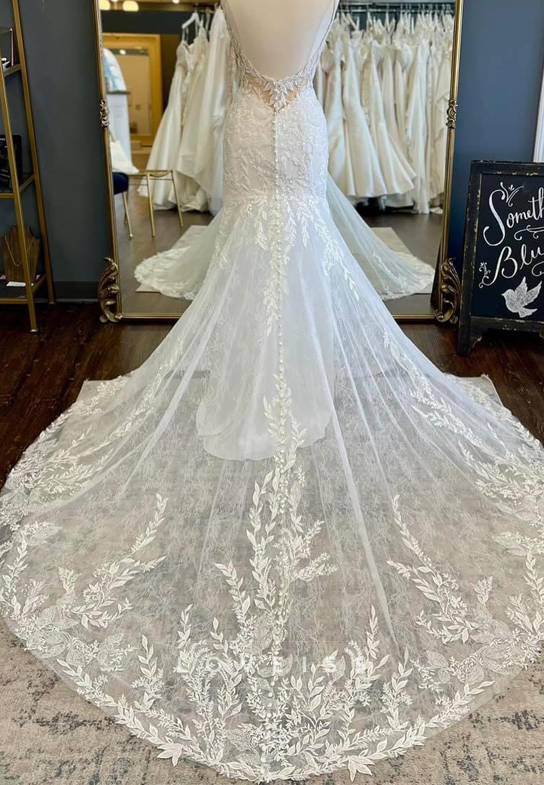 Sweetheart Appliques Spaghetti Straps Tulle Mermaid Weddingg Dress