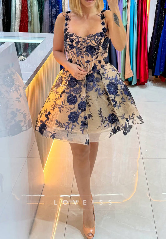 Sweetheart Appliques Straps A-Line Party Homecoming Dress
