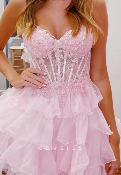 Sweetheart Appliques Tiered A-Line Party Homecoming Dress