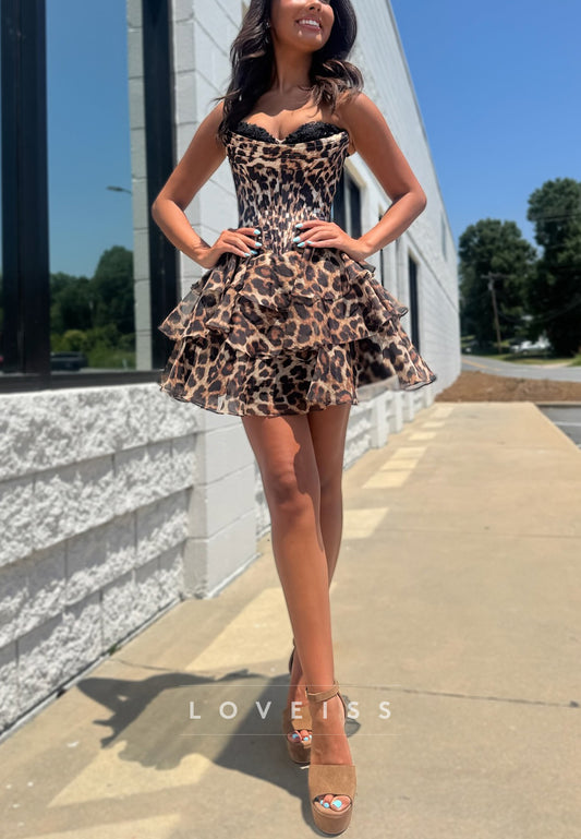 Sweetheart Appliques Tiered A-Line Short Party Homecoming Dress