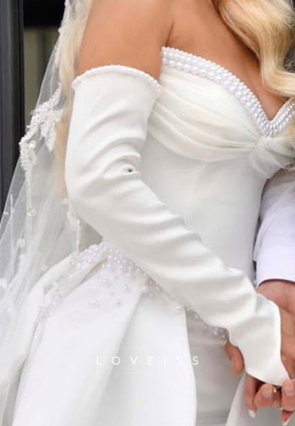 Sweetheart Beaded Detachable Train Mermaid Wedding Dress