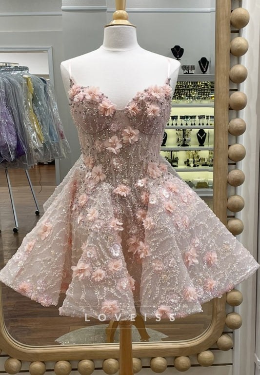 Sweetheart Beaded Embroidery Floral A-Line Party Homecoming Dress