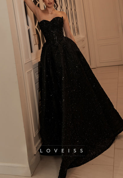 Sweetheart Beaded Embroidery Satin A-Line Evening Dress
