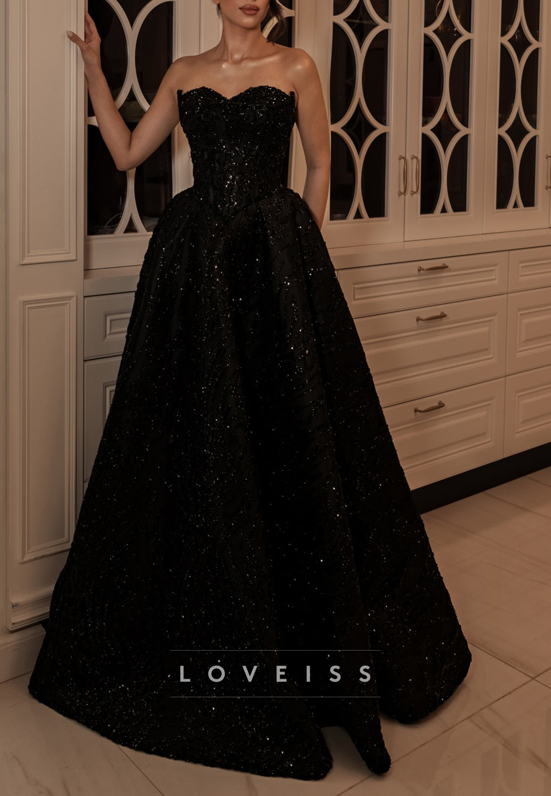 Sweetheart Beaded Embroidery Satin A-Line Evening Dress
