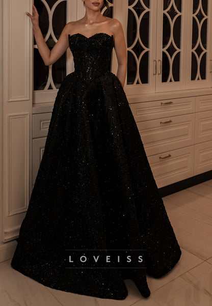 Sweetheart Beaded Embroidery Satin A-Line Evening Dress