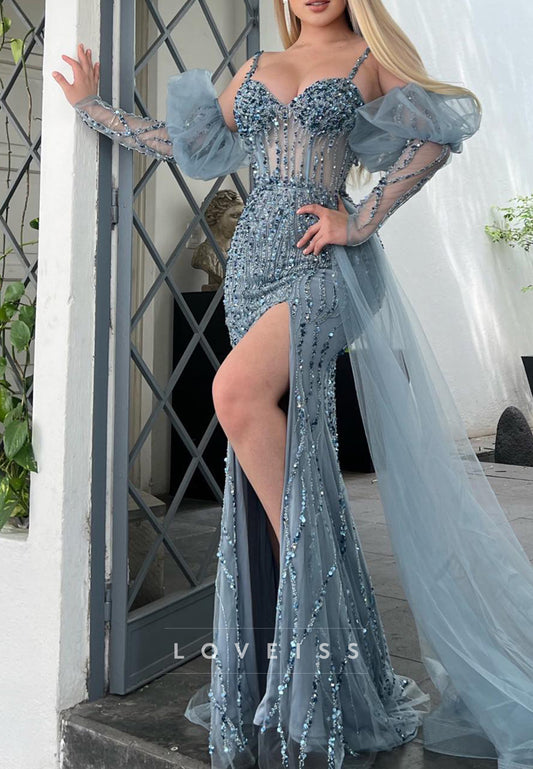 Sweetheart Beaded Embroidery Sequins Sparkly Mermaid Prom Dress