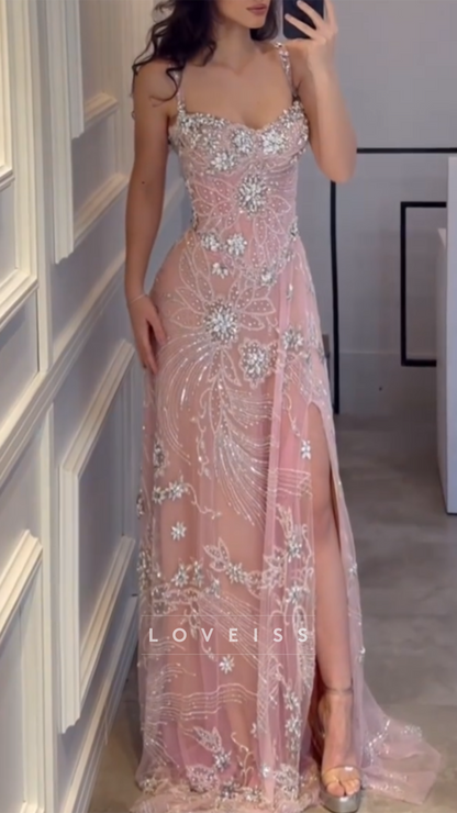 Sweetheart Beaded Embroidery Sparkly A-Line Prom Dress