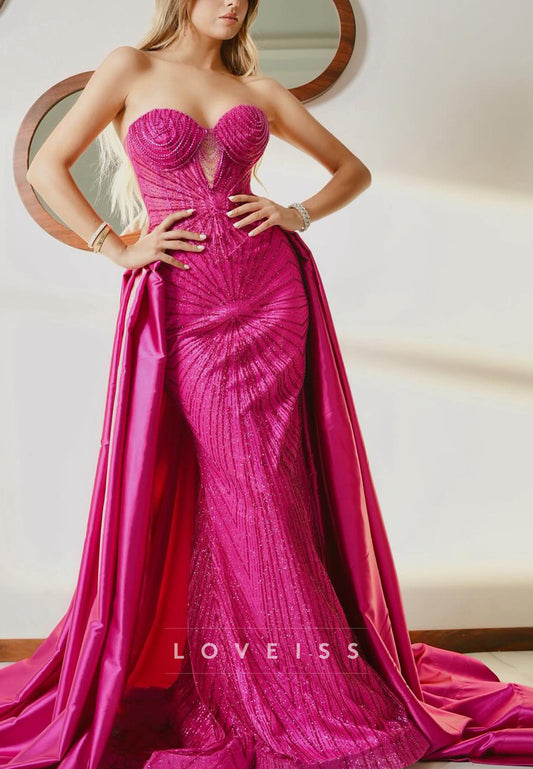Sweetheart Beaded Embroidery Sparkly Mermaid Prom Dress
