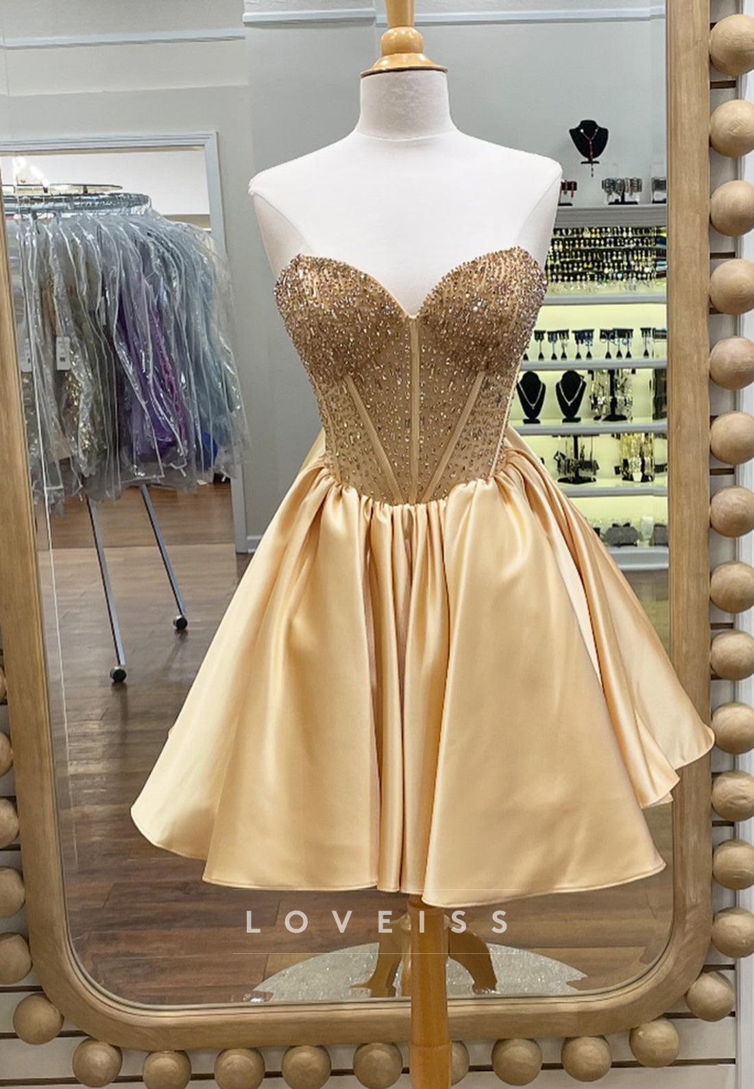 Sweetheart Beaded Pleated A-Line Party Homecoming Dress Loveiss Sweetheart Beaded Pleated A-Line Party Homecoming Dress Loveiss