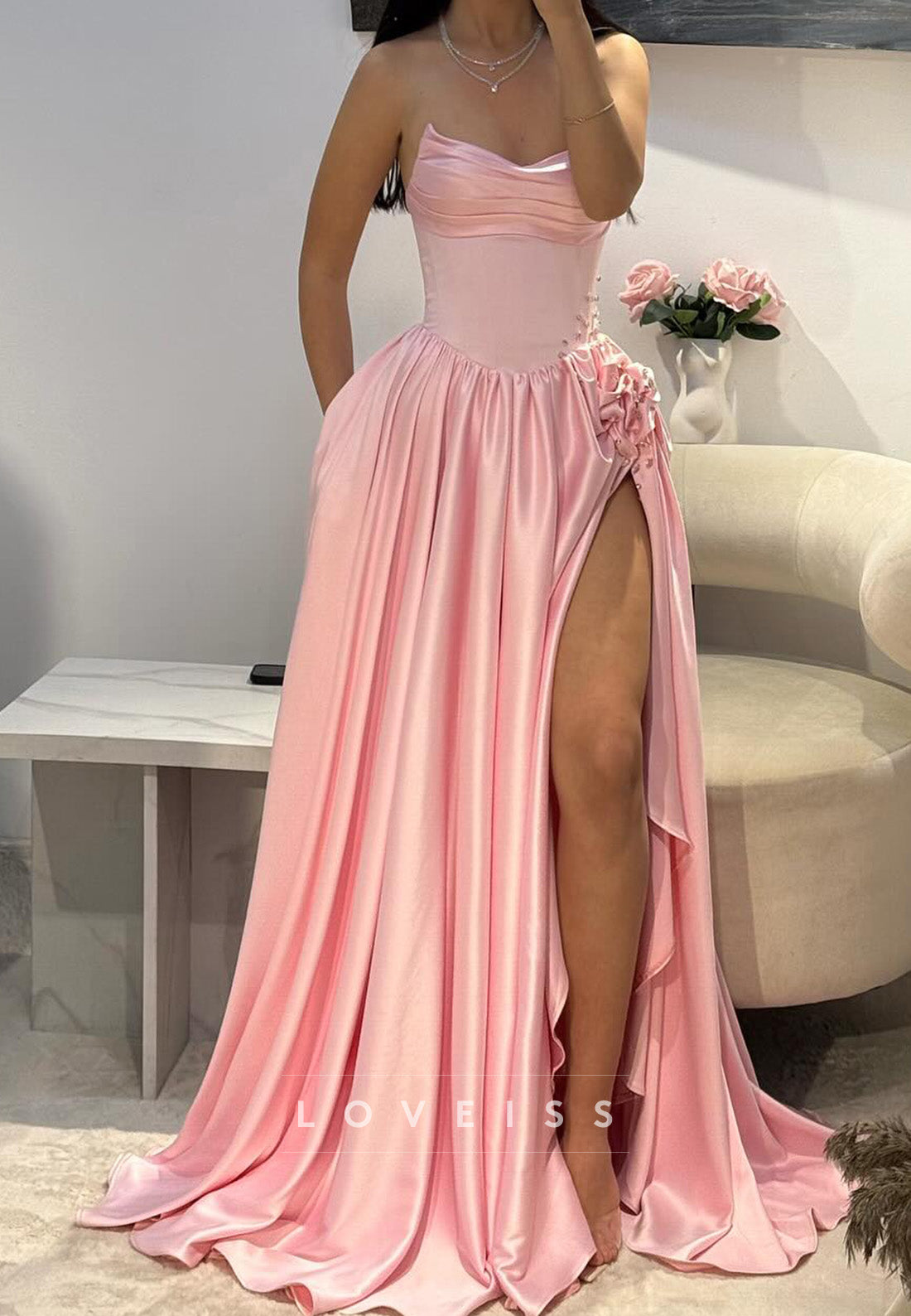 Sweetheart Beaded Pleated Sleeveless A-Line Prom Dress