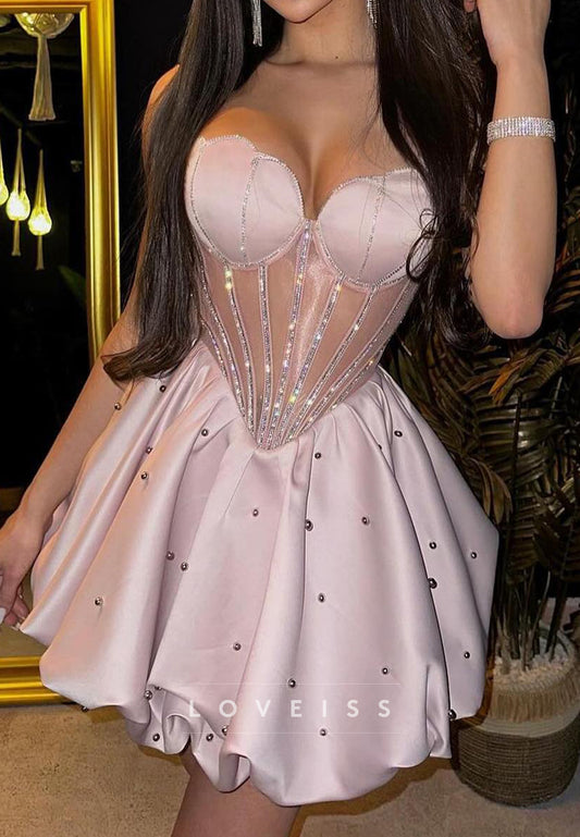 Sweetheart Beaded Sleeveless A-Line Party Homecoming Dress