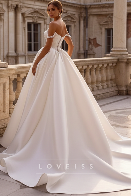 Sweetheart Beaded Sleeveless Satin A-Line Wedding Dress