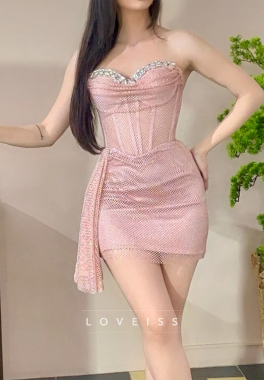 Sweetheart Beaded Sparkly Sheath Party Homecoming Dress