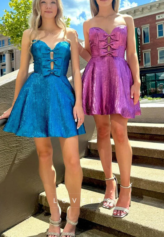 Sweetheart Bow A-Line Party Sleeveless Homecoming Dress