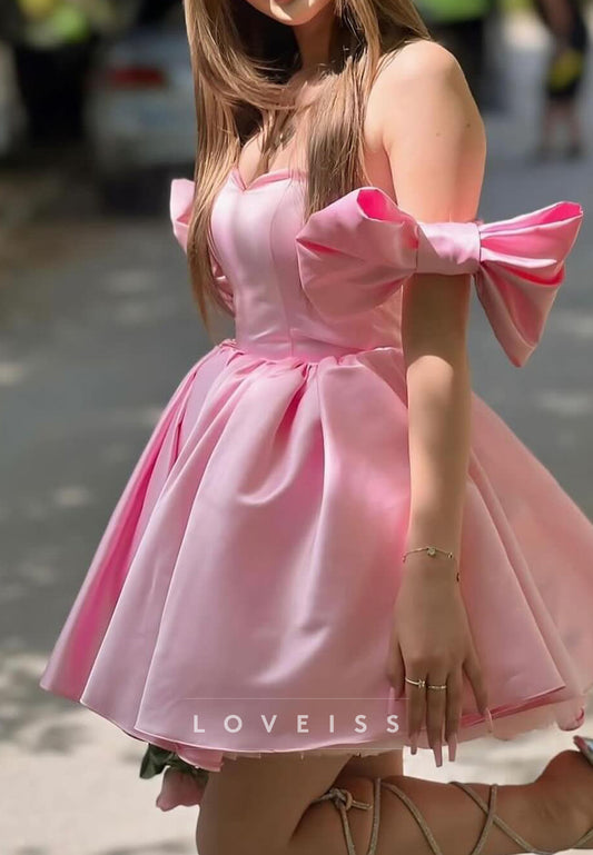 Sweetheart Bowknot Pleated A-Line Party Homecoming Dress