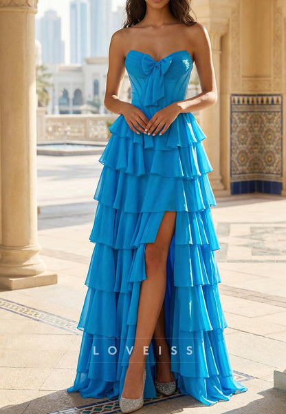 Sweetheart Chiffon Tiered A-Line Prom Dress