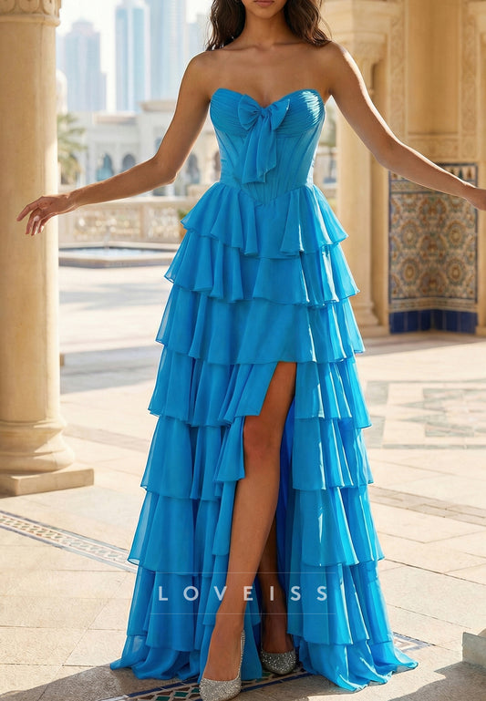 Sweetheart Chiffon Tiered A-Line Prom Dress