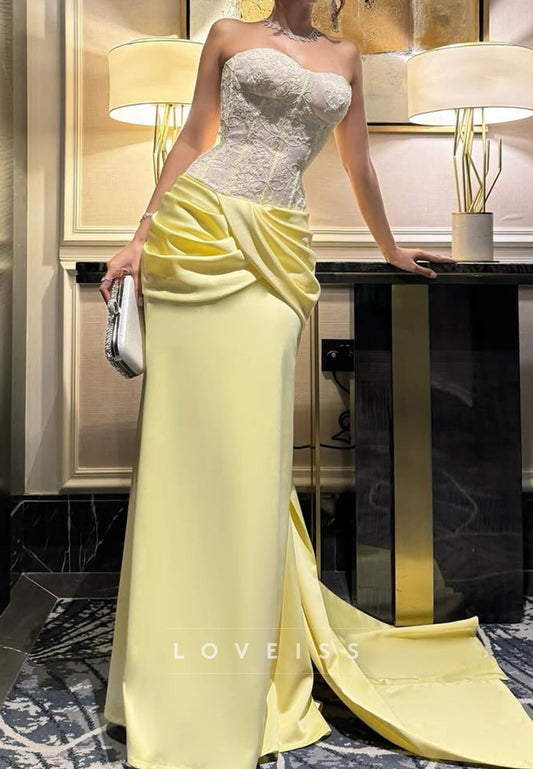 Sweetheart Corset Lace Appliques Mermaid Prom Dress