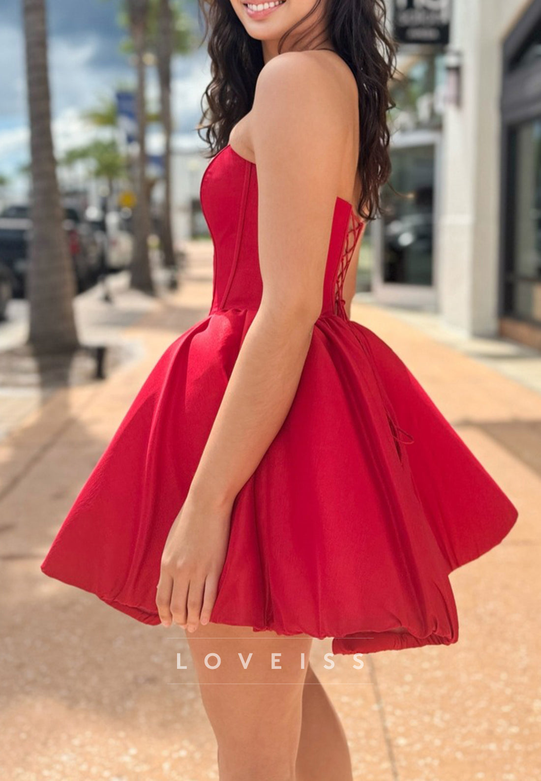 Sweetheart Corset Pleated A-Line Party Homecoming Dress