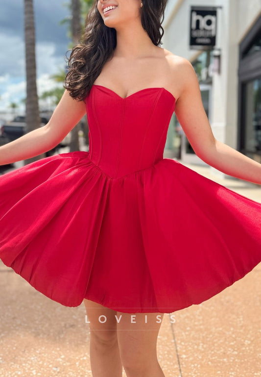 Sweetheart Corset Pleated A-Line Party Homecoming Dress