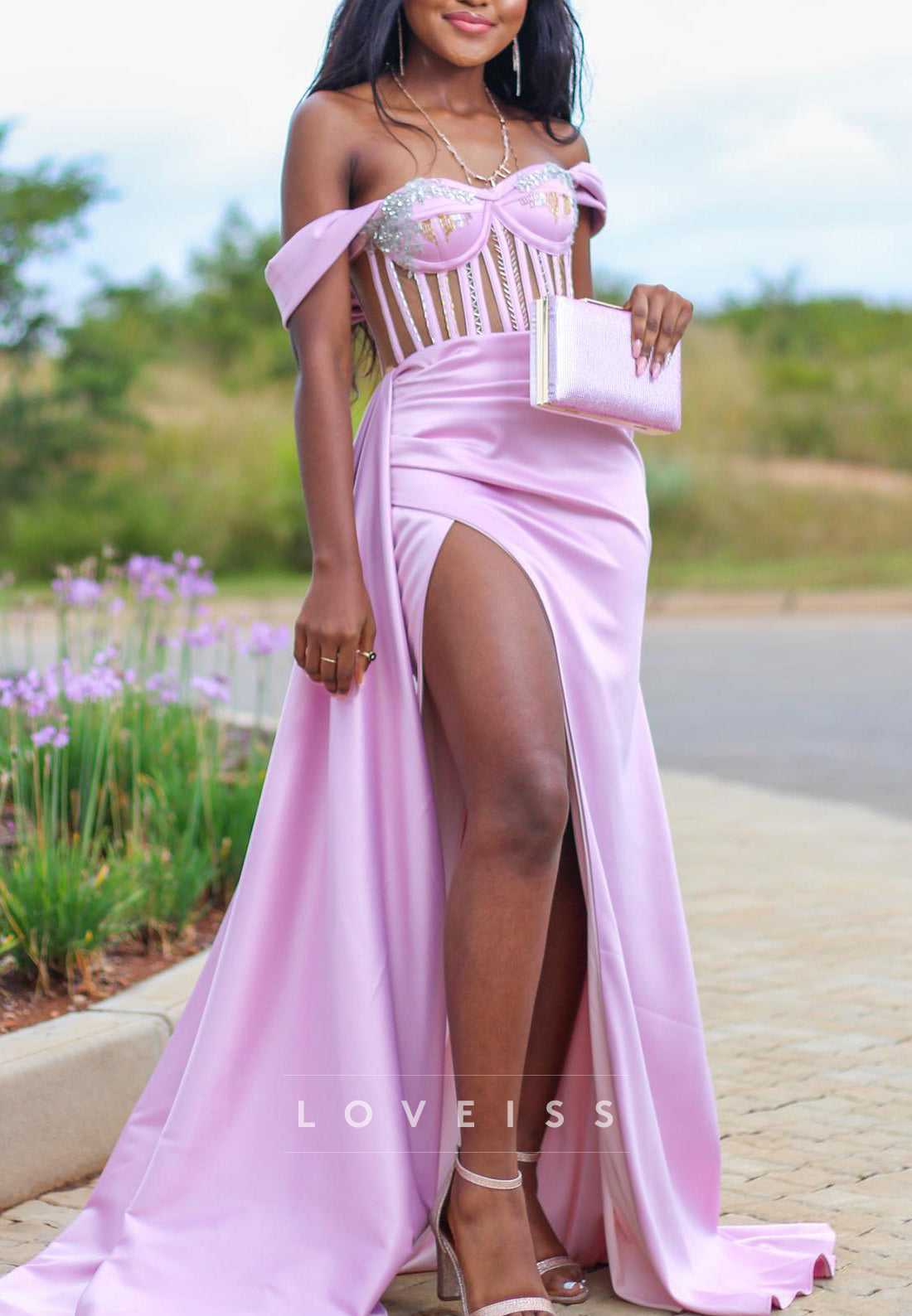 Sweetheart Corset Side Slit Mermaid Prom Dress