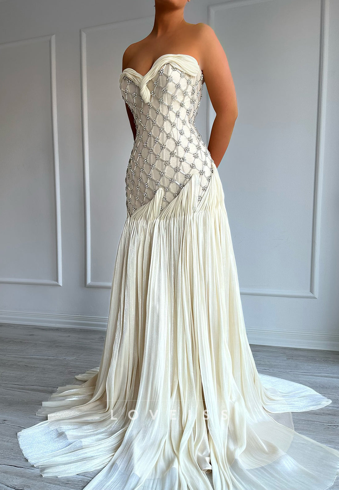 Sweetheart Evening Dress Beaded Sleeveless A-Line Prom Dress