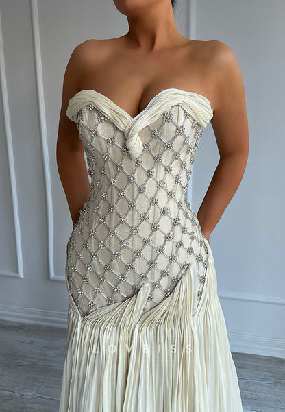 Sweetheart Evening Dress Beaded Sleeveless A-Line Prom Dress